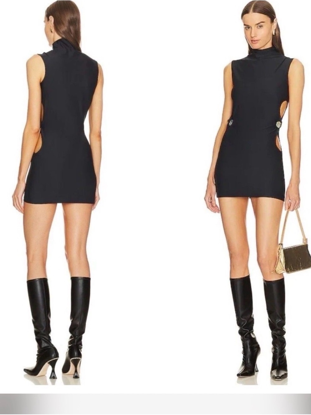 $365 Buci Turtleneck Mini Dress in Black NWT Size Large